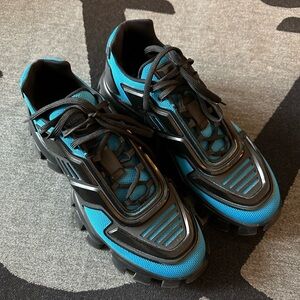 Prada Men's Cloudbust Thunder Lug-sole Trainer Sneakers Blue/Black